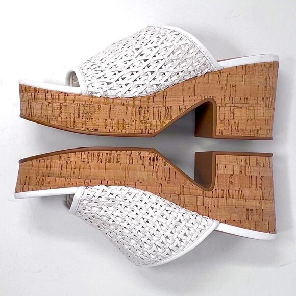 Wonderly Halo White Vegan Leather Slide Platform Cork Block Heel Belk Sandal 8.5 - Picture 4 of 13